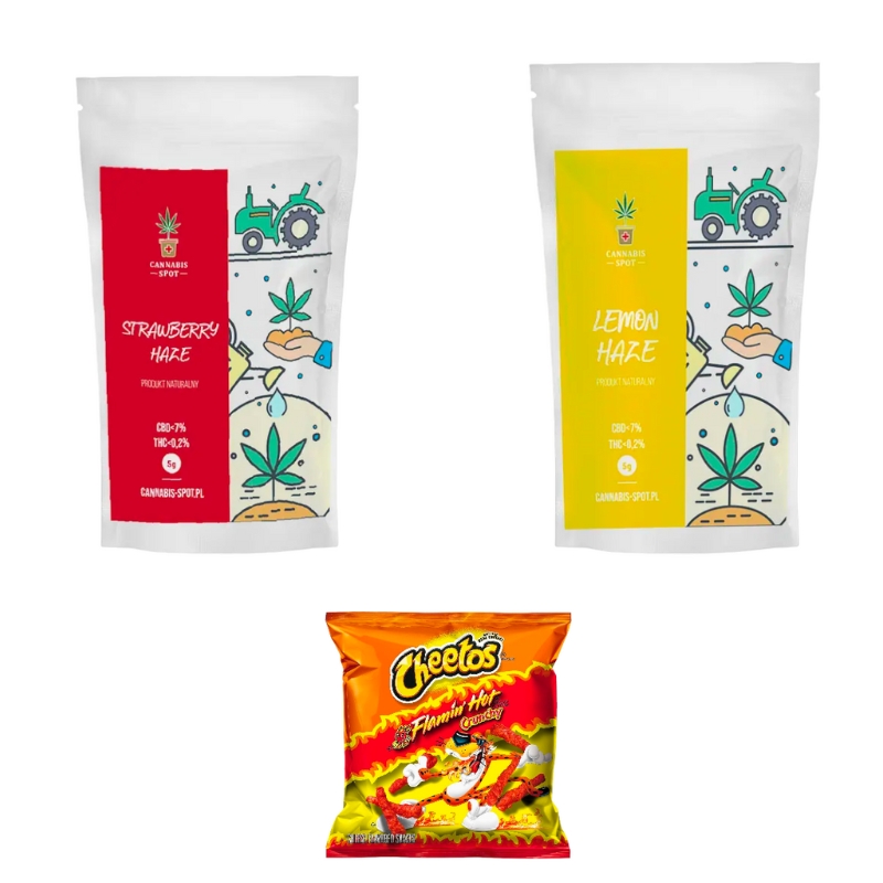 Susz CBD Lemon Haze + Strawberry Haze + GRATIS chipsy z USA