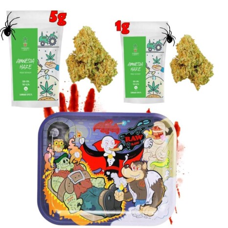 Zestaw Halloween - Susz CBD Amnesia Haze 5g + 1g + Tacka Monster Sesh